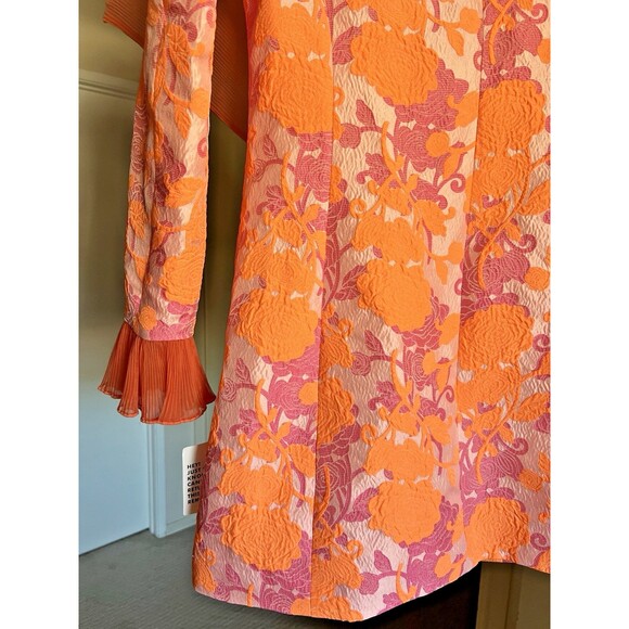 NWT ASOS LUXE Floral Jacquard Plunge Blazer Dress Chiffon Sash Cuffs Sz 8 - Picture 9 of 16